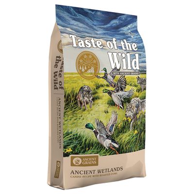 "Taste of the Wild Poodle dog food packaging, featuring natural ingredients like real meat, fruits, and vegetables for a healthy diet."